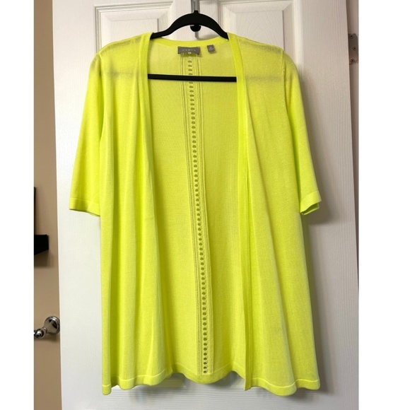 NWT CYRUS Short Sleeve Silky Knit Open Cardigan in Chartreuse Size M - Picture 13 of 16